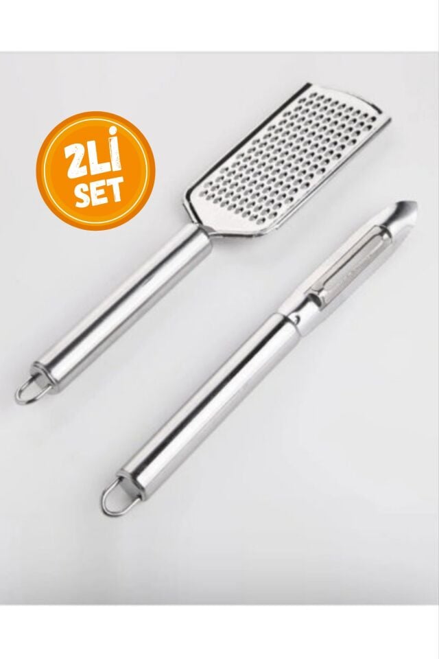 Mucit Home 2li Set Paslanmaz Çelik Rende Ve Soyacak Peynir Çikolata Zencefil Patates Limon Rende Sebze Soyucu