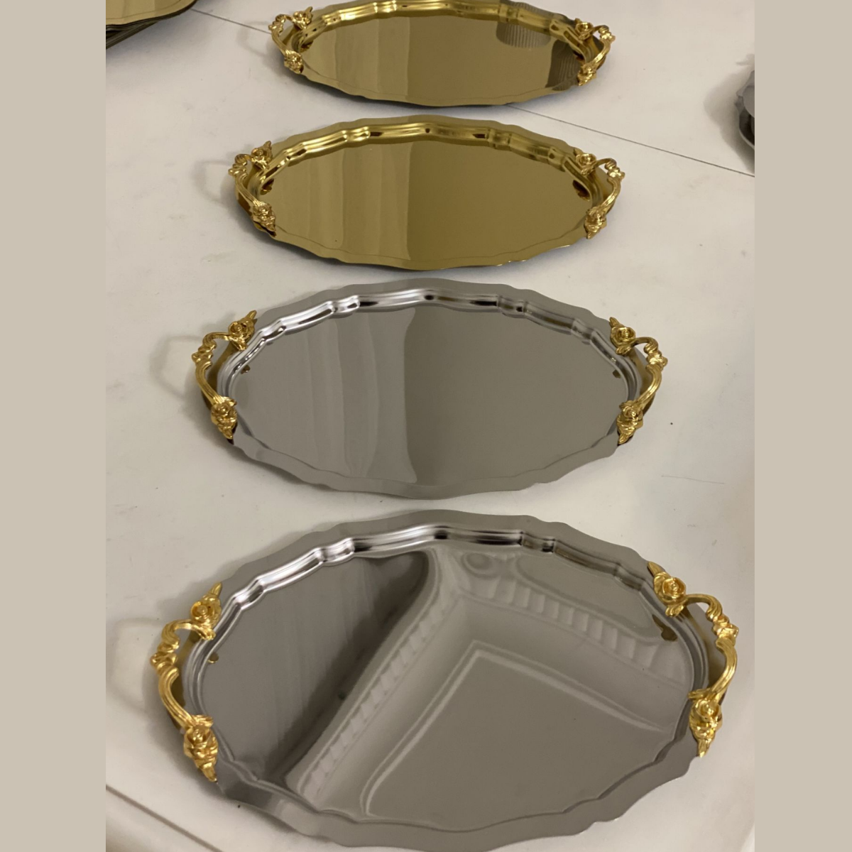 Mucit Home  BÜYÜK OVAL SERVİS VE LÜX 2 GOLD 2 GÜMÜŞ 22*32  KOD  MCT06 MCT07