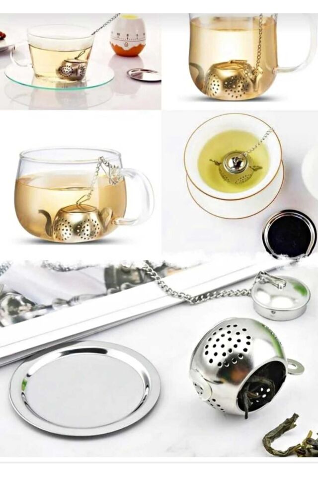 Mucit Home Paslanmaz Çelik Demlik Figürlü Çay Süzgeç Bitki Çayı Demleme ÇayKahve Demleme Bardak Çaydanlık