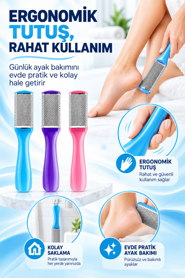 Mucit Home Nasır Topuk Rendesi Çift Taraflı Hazneli Ayak Törpüsü - 1 Adet