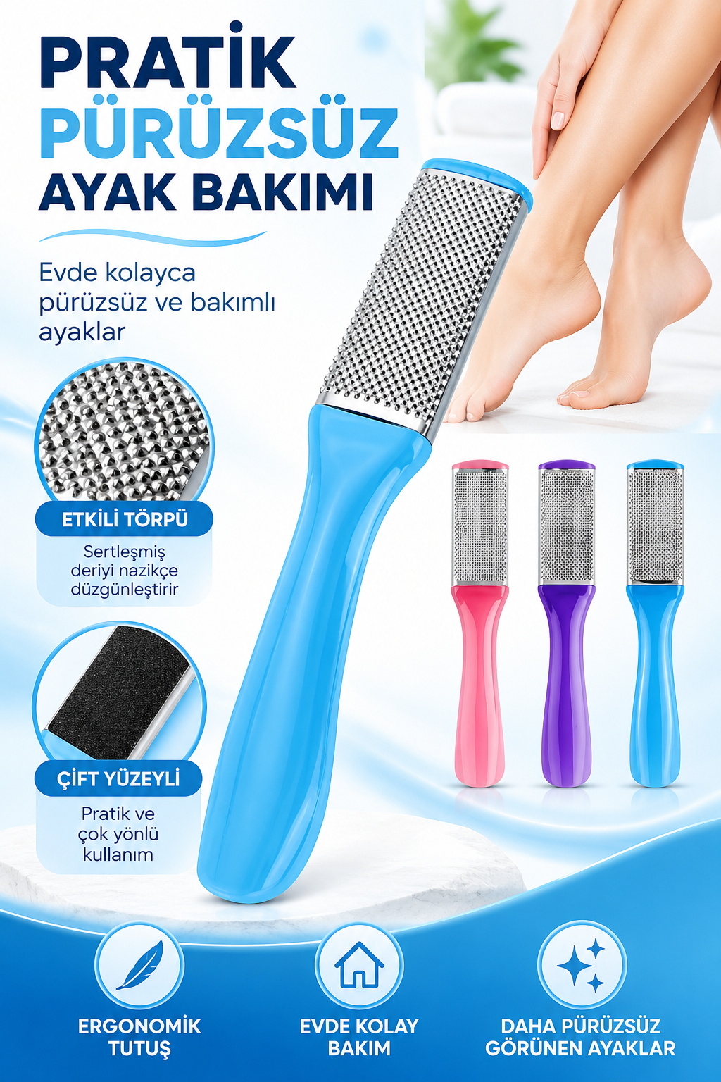 Mucit Home Nasır Topuk Rendesi Çift Taraflı Hazneli Ayak Törpüsü - 1 Adet