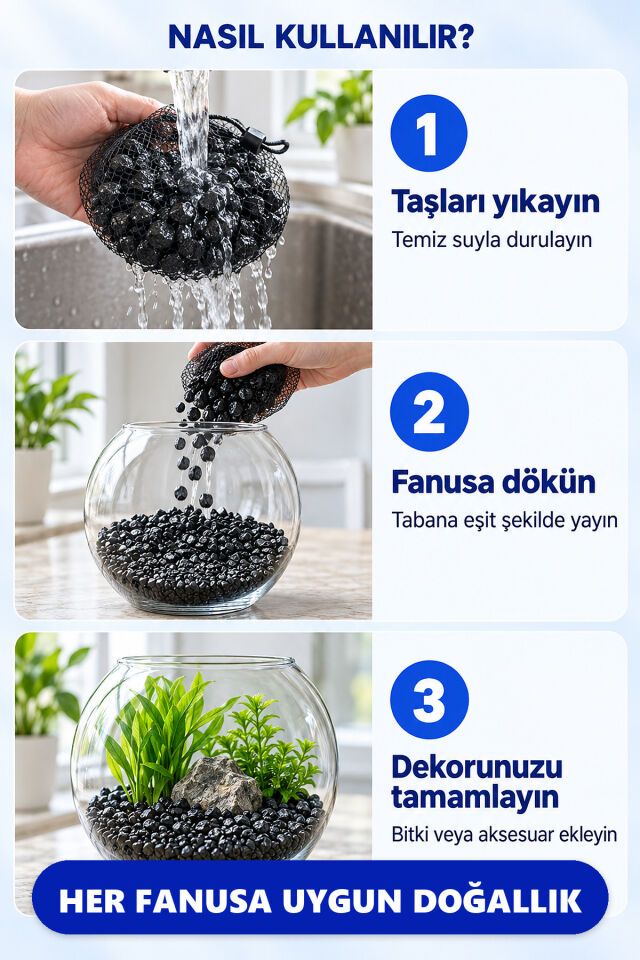 Mucit Home Siyah Beyaz Fanus Taşı Akvaryum Balık Taşı