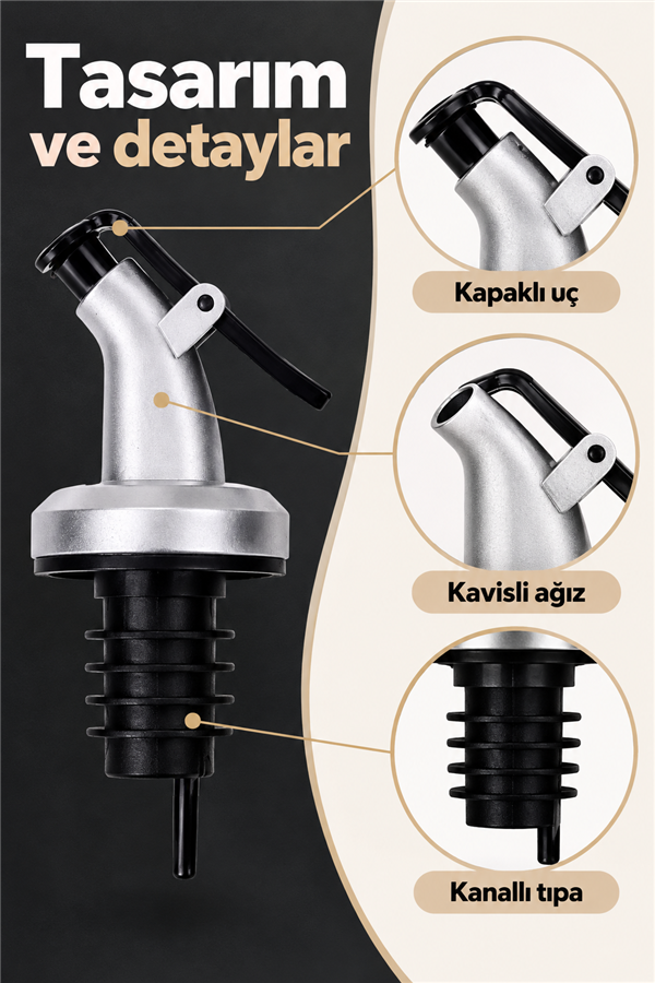 Mucit Home 1 Adet Damlatmaz Kapaklı Şişe Tıpası Sızdırmaz Yağdanlık Ucu Kapağı Tıpası Yağ Şişesi Başlığı