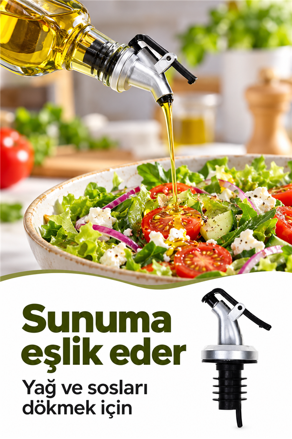 Mucit Home 1 Adet Damlatmaz Kapaklı Şişe Tıpası Sızdırmaz Yağdanlık Ucu Kapağı Tıpası Yağ Şişesi Başlığı