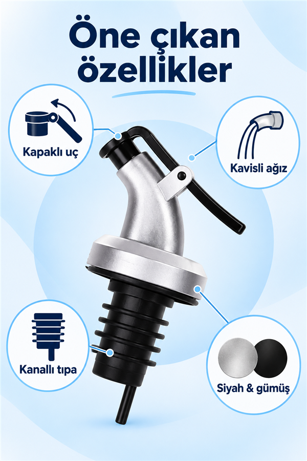Mucit Home 1 Adet Damlatmaz Kapaklı Şişe Tıpası Sızdırmaz Yağdanlık Ucu Kapağı Tıpası Yağ Şişesi Başlığı