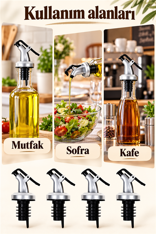 Mucit Home 1 Adet Damlatmaz Kapaklı Şişe Tıpası Sızdırmaz Yağdanlık Ucu Kapağı Tıpası Yağ Şişesi Başlığı