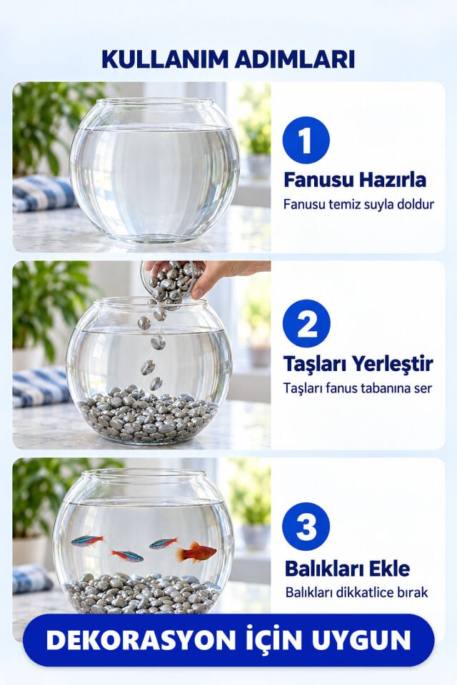 Mucit Home Gold Gümüş Karışık Fanus Taşı Akvaryum Balık Taşı