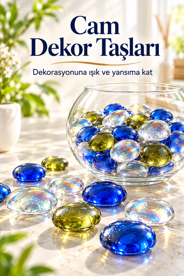 Mucit Home Renkli Cam Taş Fanus Taşı Akvaryum Balık Taşı