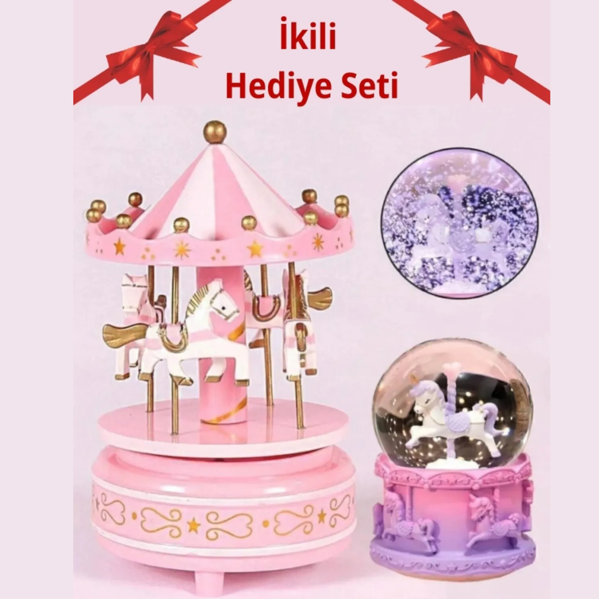 Mucit Home   Unicorn Işıklı Orta Boy Kar Küresi Ve Müzikli Atlı Karınca