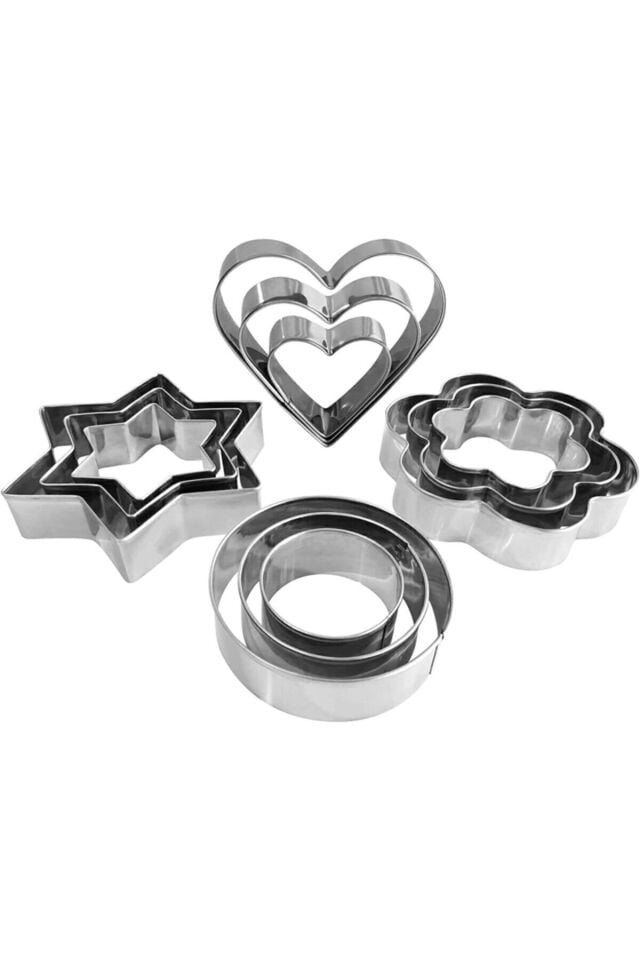 Mucit Home 12 Parça Metal Kurabiye Kalıbı Çelik