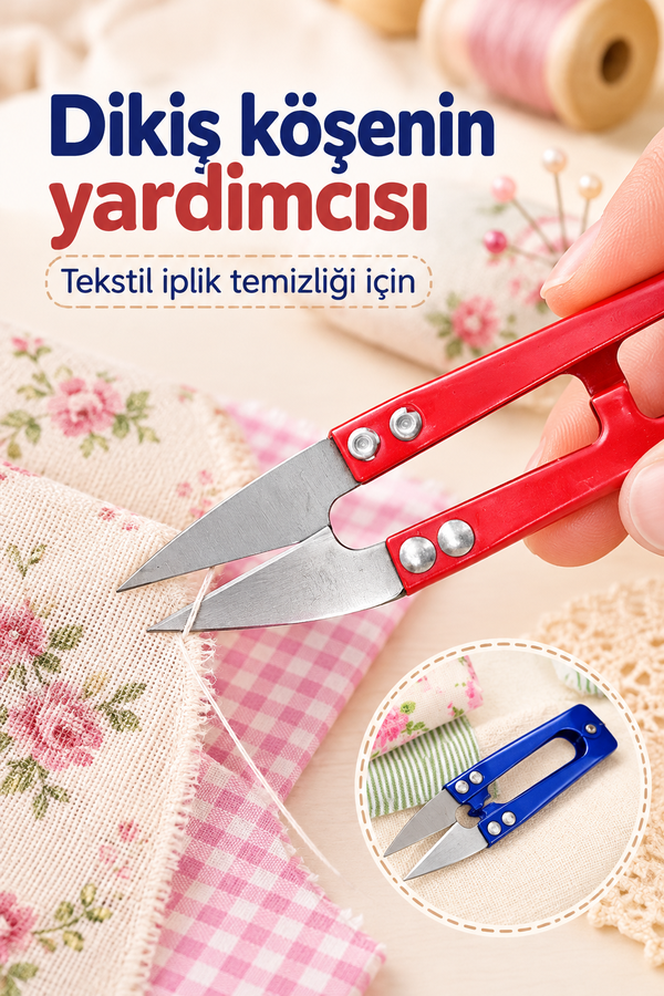 Mucit Home 2 ADET İplik Temizleme Makası Çıtçıt Makas Olta Misina Kesme Makası Hobi Makası