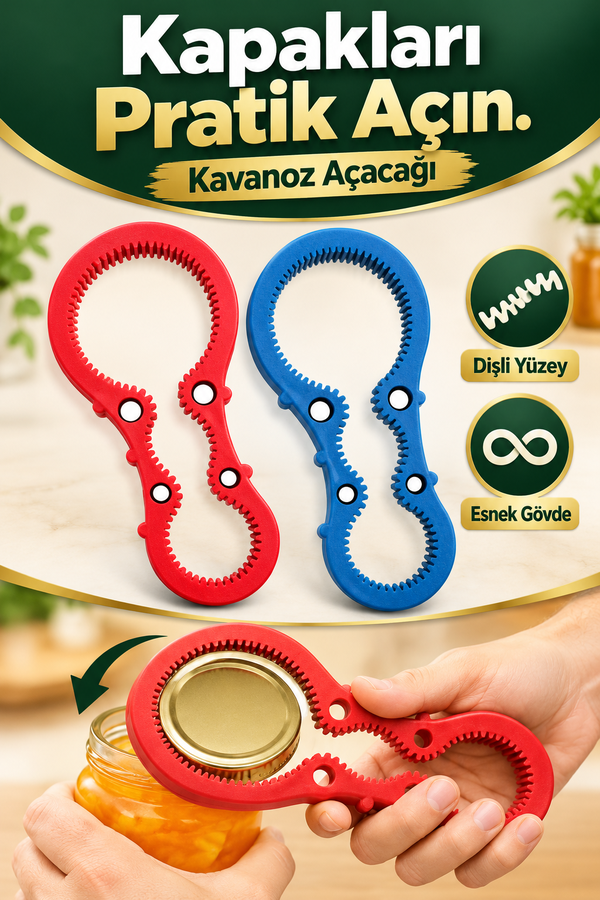 Mucit Home Kaymaz Silikon Esnek 3 Kademeli Kavanoz Şişe Açma Aparatı