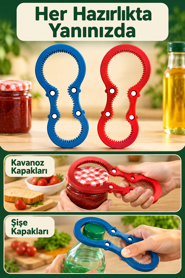 Mucit Home Kaymaz Silikon Esnek 3 Kademeli Kavanoz Şişe Açma Aparatı