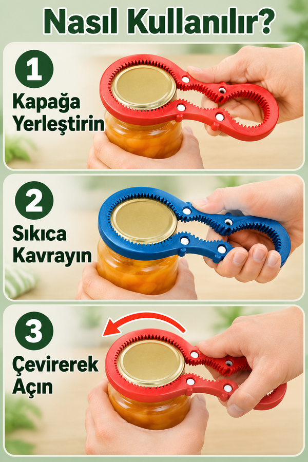 Mucit Home Kaymaz Silikon Esnek 3 Kademeli Kavanoz Şişe Açma Aparatı