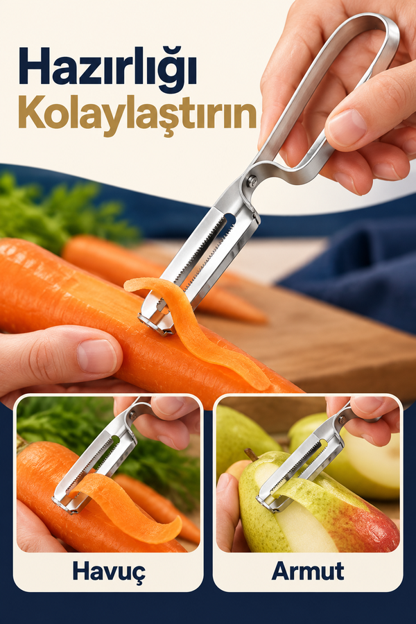 Mucit Home Gümüş Yan Soyacak Patates Sebze Soyacağı Paslanmaz Çelik Ergonomik Pratik Soyma Aparatı