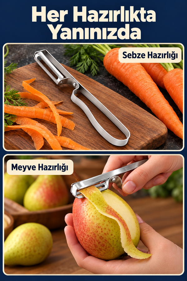 Mucit Home Gümüş Yan Soyacak Patates Sebze Soyacağı Paslanmaz Çelik Ergonomik Pratik Soyma Aparatı