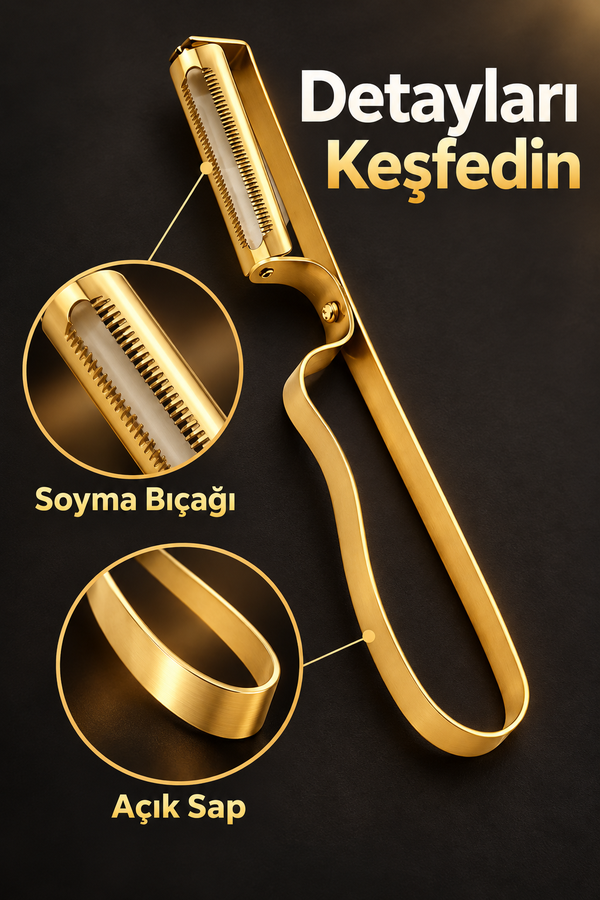 Mucit Home Gold Yan Soyacak Patates Sebze Soyacağı Paslanmaz Çelik Ergonomik Pratik Soyma Aparatı
