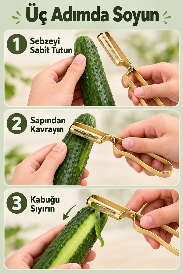 Mucit Home Gold Yan Soyacak Patates Sebze Soyacağı Paslanmaz Çelik Ergonomik Pratik Soyma Aparatı