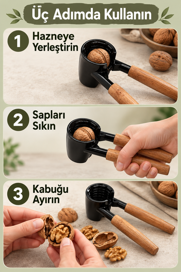 Mucit Home Ahşap Saplı Metal Ceviz Ve Fındık Kıracağı