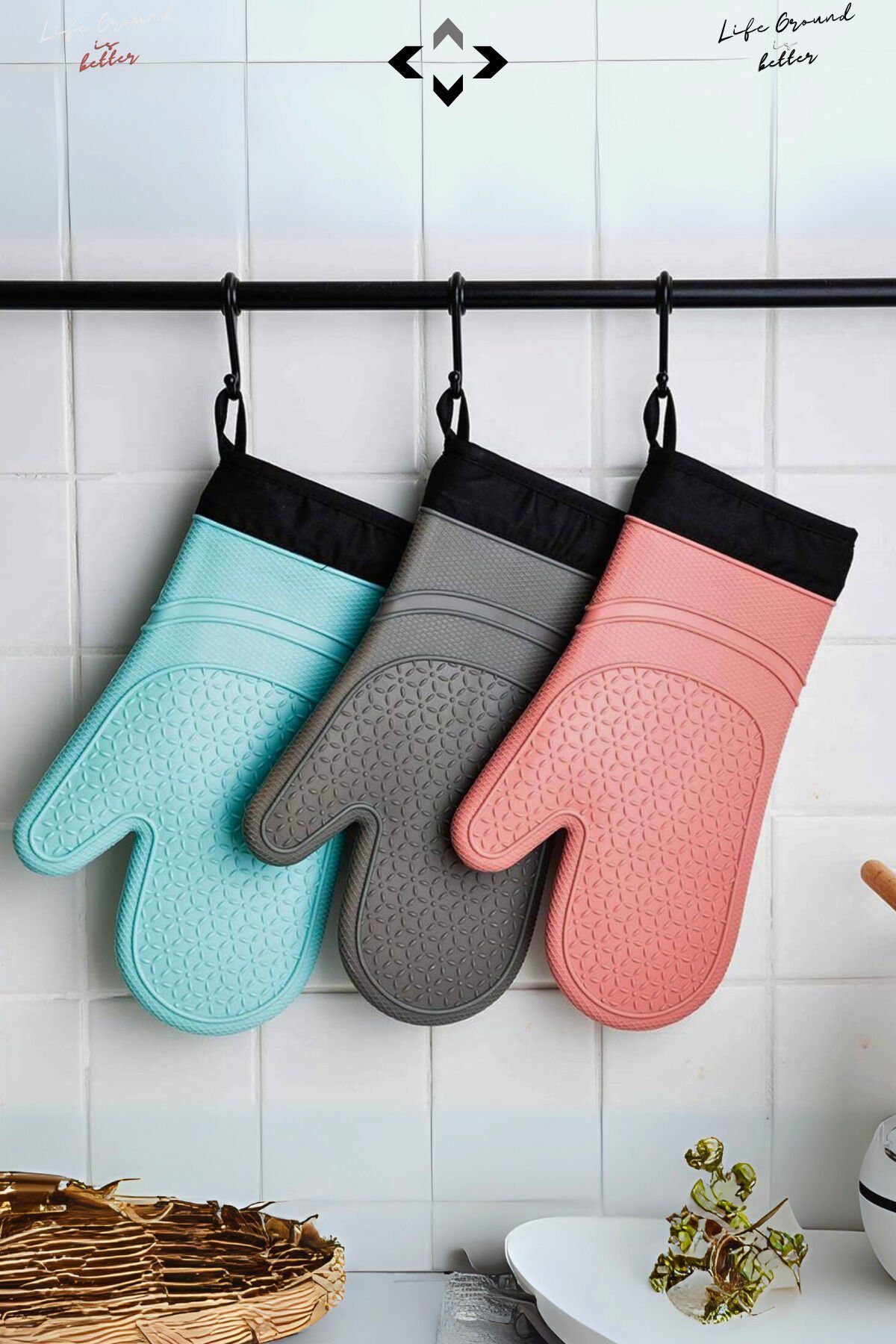 Mucit Home 1 ADET %100 Silikon Yanmaz Yapışmaz Silikon Fırın Eldiveni Mutfak Eldiveni Isıya Dayanıklı Eldiven