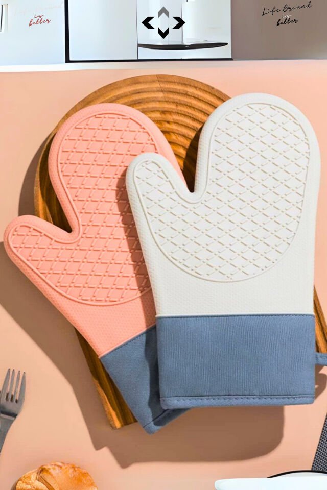 Mucit Home 1 ADET %100 Silikon Yanmaz Yapışmaz Silikon Fırın Eldiveni Mutfak Eldiveni Isıya Dayanıklı Eldiven