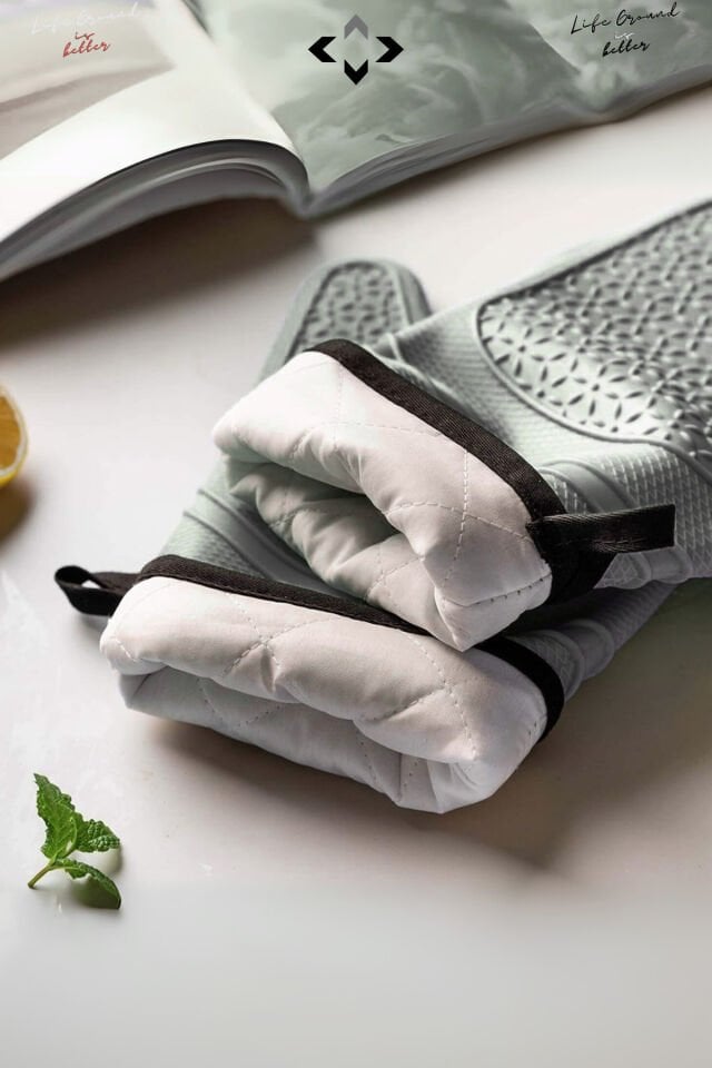 Mucit Home 1 ADET %100 Silikon Yanmaz Yapışmaz Silikon Fırın Eldiveni Mutfak Eldiveni Isıya Dayanıklı Eldiven