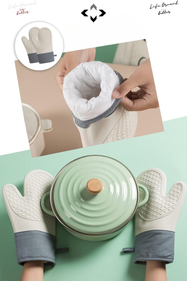 Mucit Home 1 ADET %100 Silikon Yanmaz Yapışmaz Silikon Fırın Eldiveni Mutfak Eldiveni Isıya Dayanıklı Eldiven