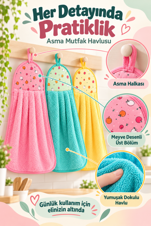 Mucit Home Süper Emici Mutfak Havlusu Kurutma Havlusu Asma Model