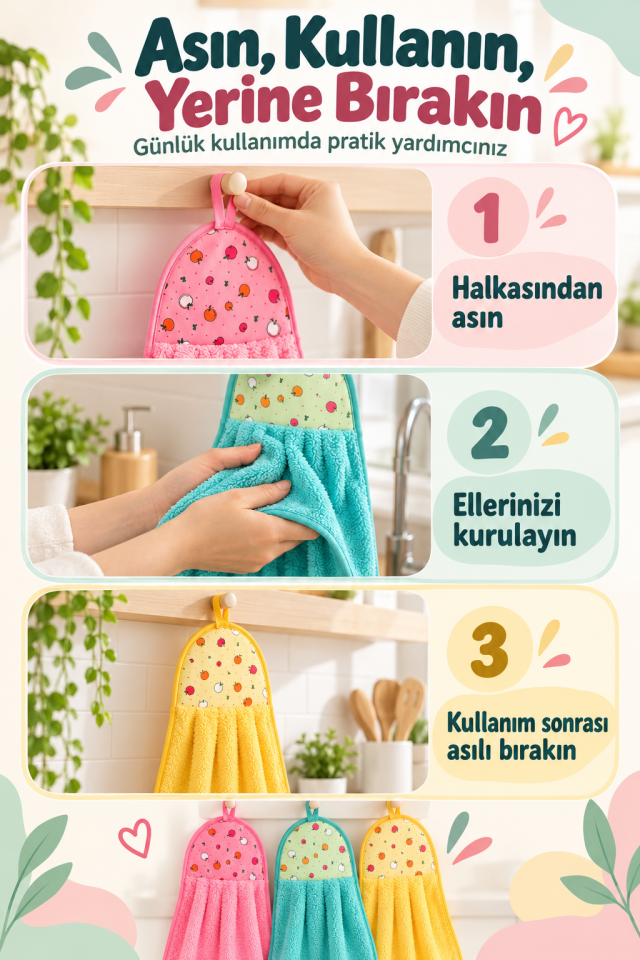 Mucit Home Süper Emici Mutfak Havlusu Kurutma Havlusu Asma Model