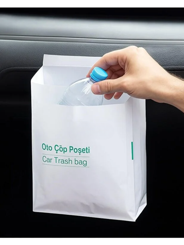 Mucit Home Su Geçirmez Yapışkanlı Tek Kullanımlık Araç İçi Oto Çöp Poşeti 20'li Pratik Torba Seti