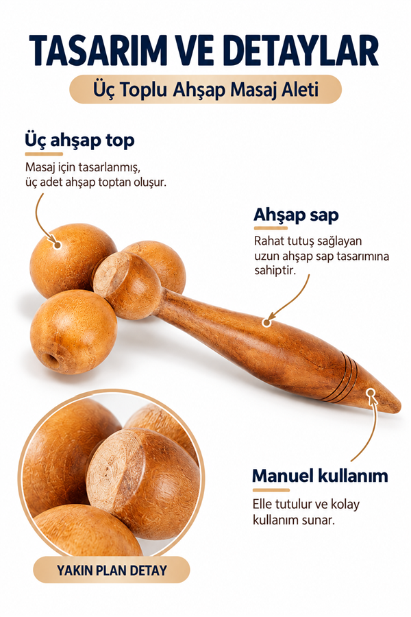 Mucit Home Doğal Ahşap Masaj Aleti Omuz Sırt Boyun Masaj Aleti