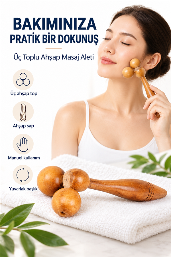 Mucit Home Doğal Ahşap Masaj Aleti Omuz Sırt Boyun Masaj Aleti
