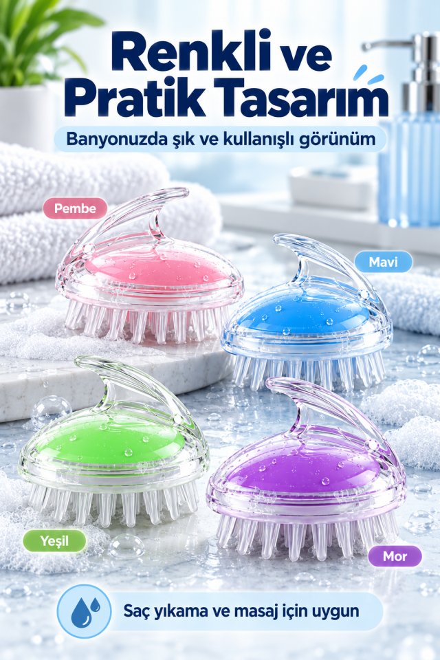 Mucit Home 2 adet Arındırıcı Saç Yıkama Şampuan Fırçası Ve Masaj Aleti