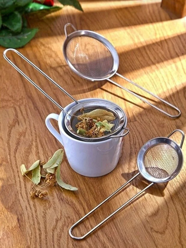 Mucit Home 3 Lü Küçük Metal Süzgeç Seti 6-7-8 cm Boyutlarda