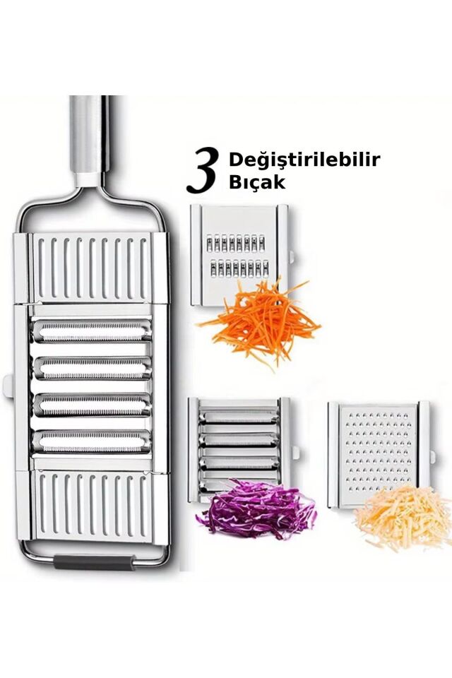 Mucit Home 3 Başlıklı Paslanmaz Sebze Dilimleyici Rende