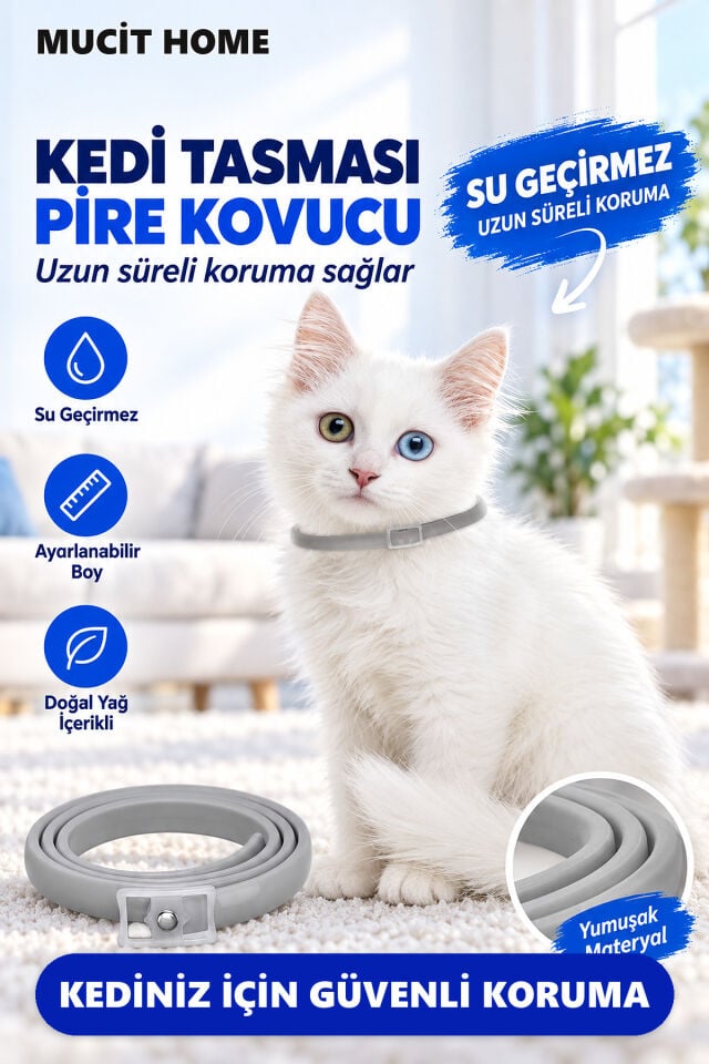 Mucit Home Kedi Pire ve Bit Kovucu Engelleyeci Tasma Boyunluk 38 cm
