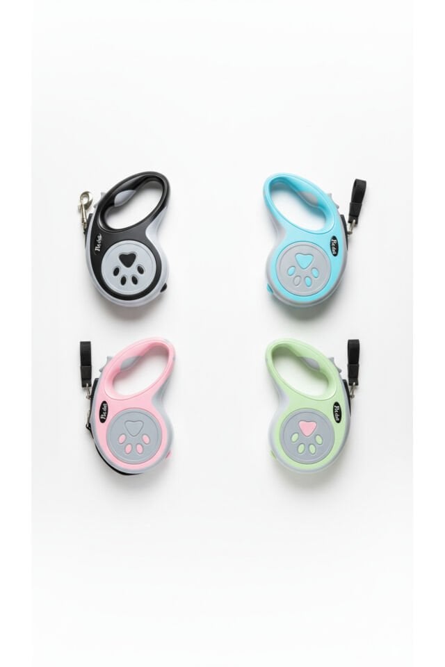 Mucit Home Evcil Hayvan Otomatik Geri Çekilebilir Pati Desenli Gezdirme Tasması 5 Mt