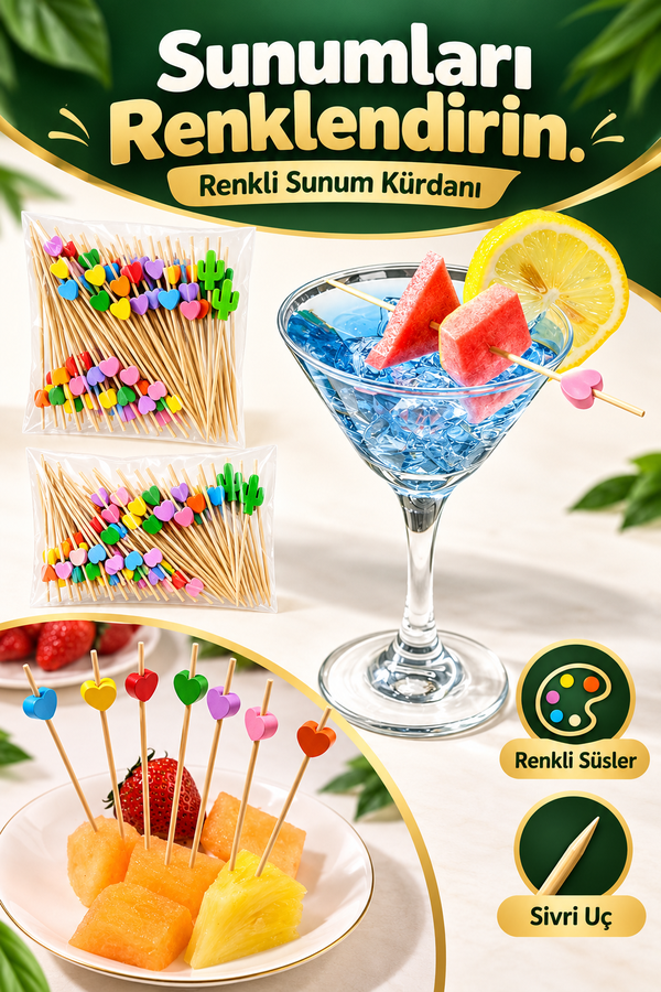 Mucit Home Doğal Bambu Kürdan 100'lü Meze, Kanepe, Kokteyl ve Parti Sunum Kürdanı  Davet Sunumları