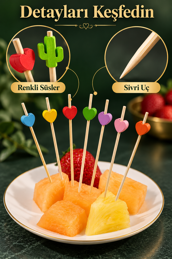 Mucit Home Doğal Bambu Kürdan 100'lü Meze, Kanepe, Kokteyl ve Parti Sunum Kürdanı  Davet Sunumları