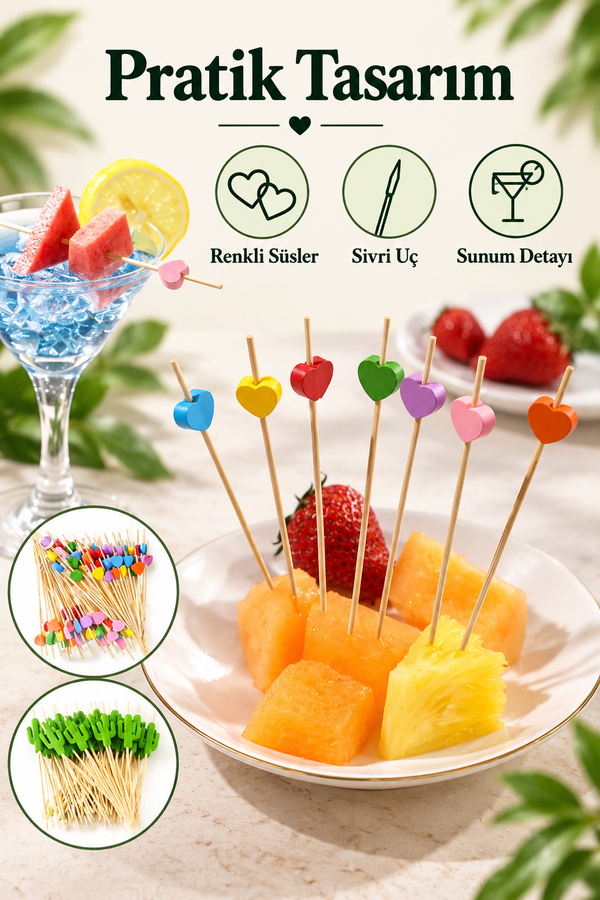 Mucit Home Doğal Bambu Kürdan 100'lü Meze, Kanepe, Kokteyl ve Parti Sunum Kürdanı  Davet Sunumları