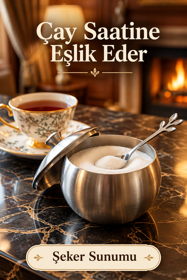 Mucit Home Yaprak Desenli Paslanmaz Çelik Şekerlik Kasesi