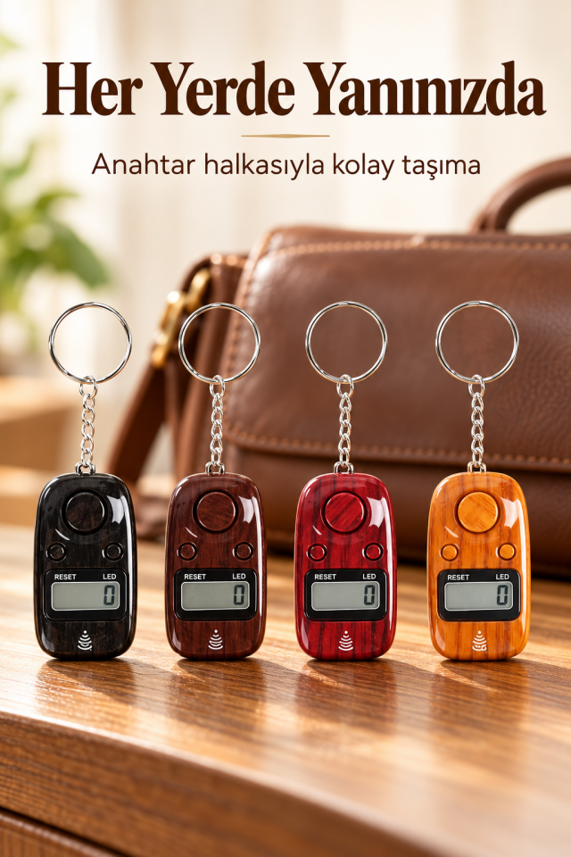 Mucit Home 1 Adet, Işıklı, Anahtarlık Zikirmatik Dijital Tesbih Renkli