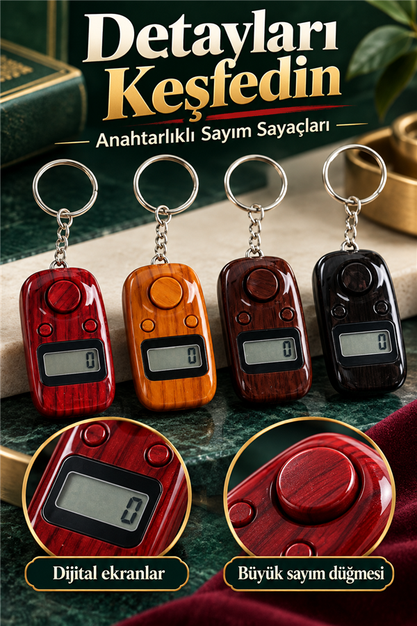 Mucit Home  4 ADET Işıklı, Anahtarlık Zikirmatik Dijital Tesbih Renkli
