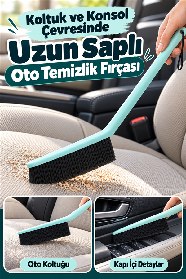 Mucit Home Uzun Yumuşak Kıllı Çizmez Oto Koltuk Temizleme Fırçası Deri Koltuk Süpürgesi Masa Klavye