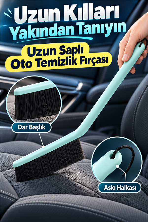 Mucit Home Uzun Yumuşak Kıllı Çizmez Oto Koltuk Temizleme Fırçası Deri Koltuk Süpürgesi Masa Klavye