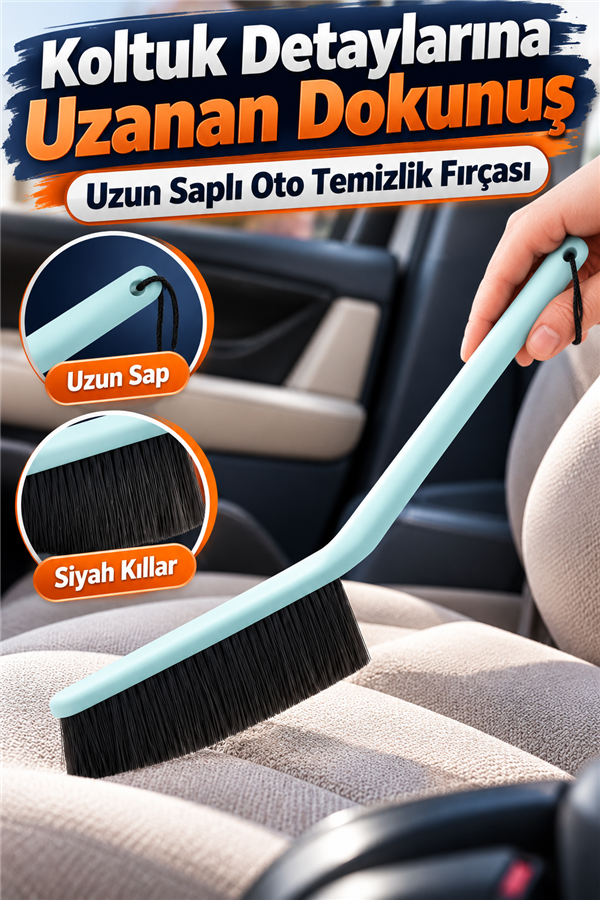 Mucit Home Uzun Yumuşak Kıllı Çizmez Oto Koltuk Temizleme Fırçası Deri Koltuk Süpürgesi Masa Klavye