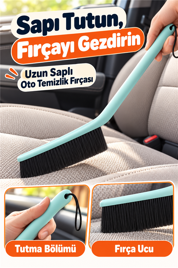 Mucit Home Uzun Yumuşak Kıllı Çizmez Oto Koltuk Temizleme Fırçası Deri Koltuk Süpürgesi Masa Klavye