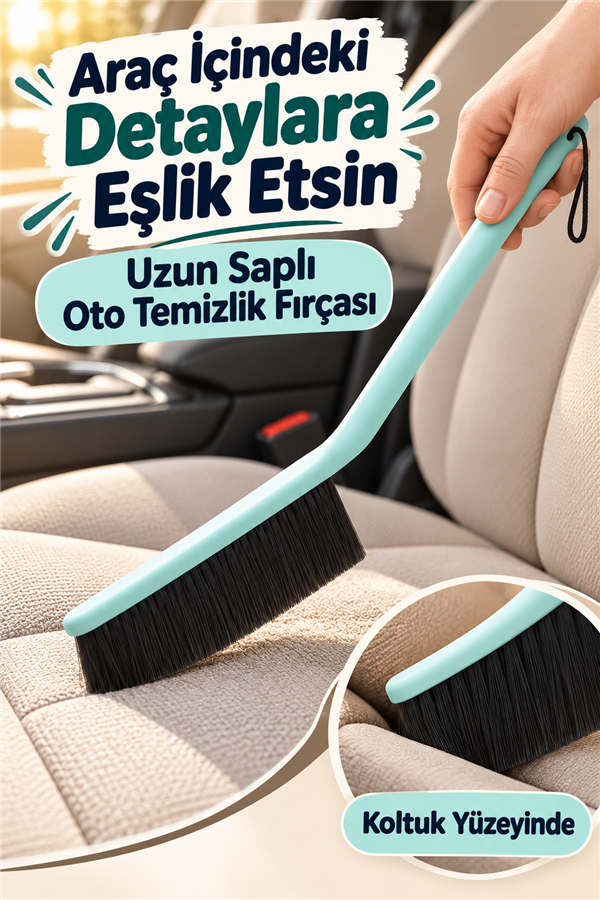 Mucit Home Uzun Yumuşak Kıllı Çizmez Oto Koltuk Temizleme Fırçası Deri Koltuk Süpürgesi Masa Klavye