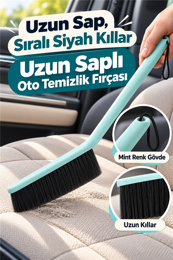 Mucit Home Uzun Yumuşak Kıllı Çizmez Oto Koltuk Temizleme Fırçası Deri Koltuk Süpürgesi Masa Klavye