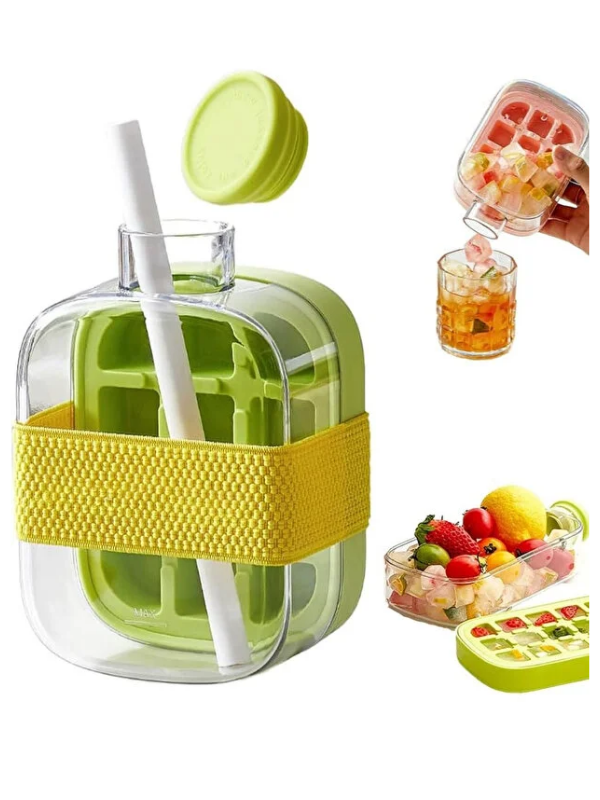 Mucit Home 500 ml Buz Kalıbı Pipetli Matara Soğuk İçecek Şişesi Buzluklu Suluk